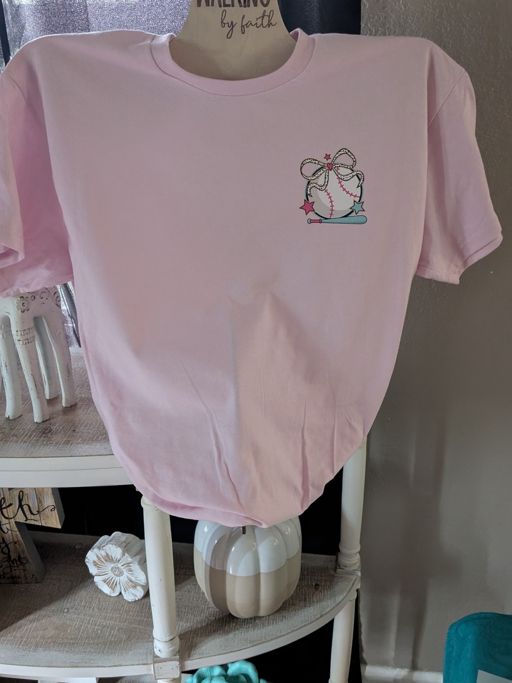 Pink Softball Or Baseball Graphic T-Shirt